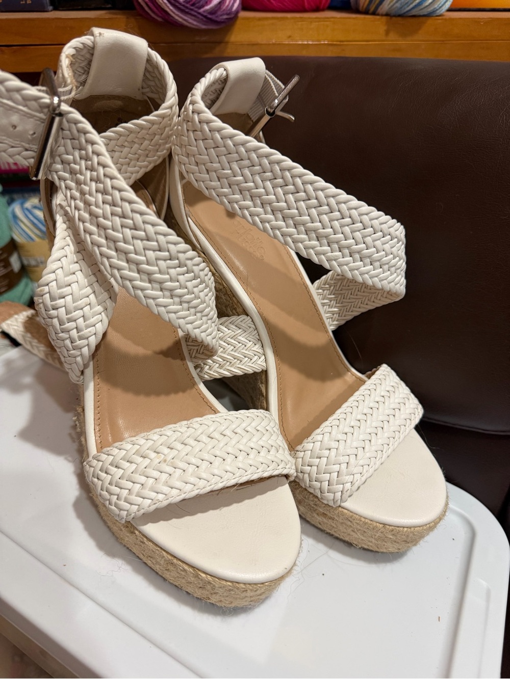 Charlotte Russe White Braided Espadrille Wedge Sandals